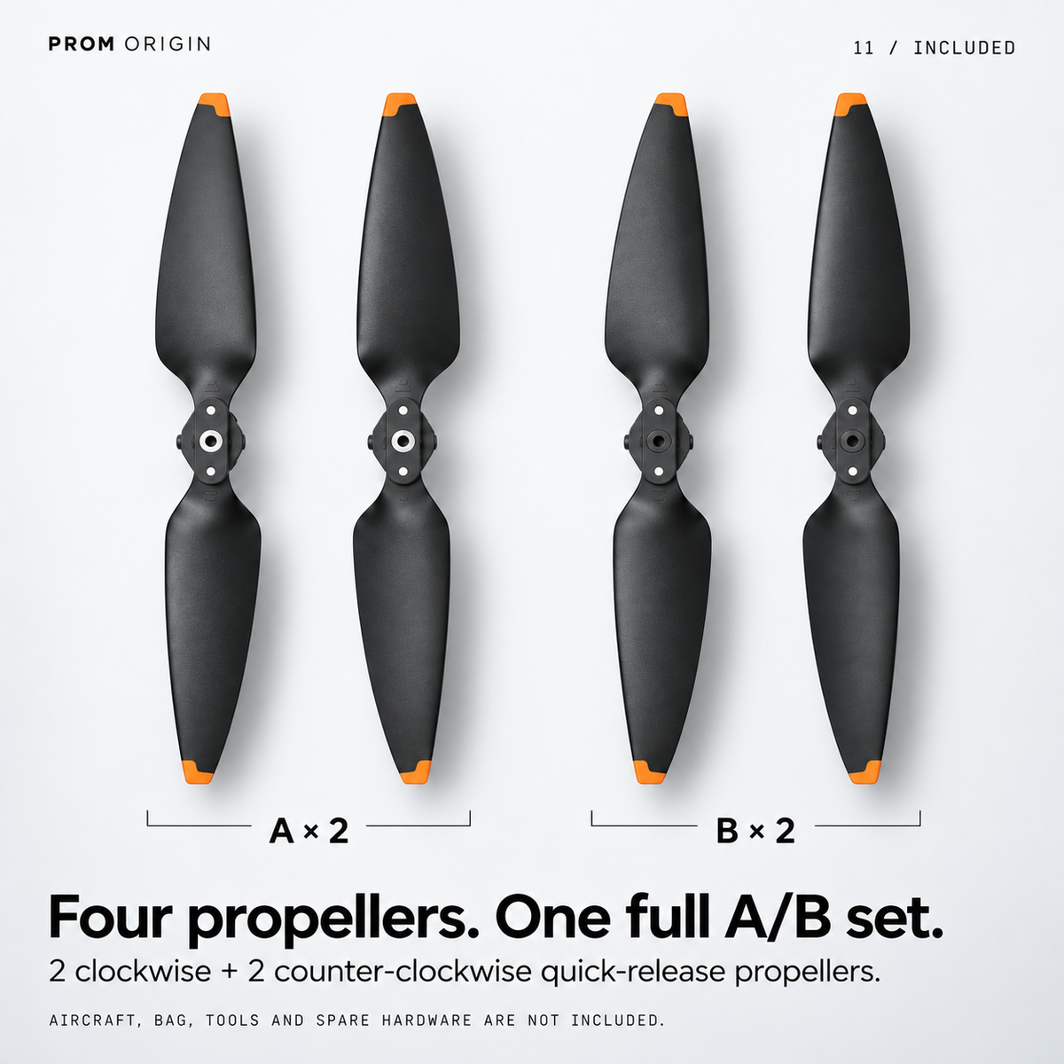 Included parts: two A and two B quick-release replacement propeller assemblies.