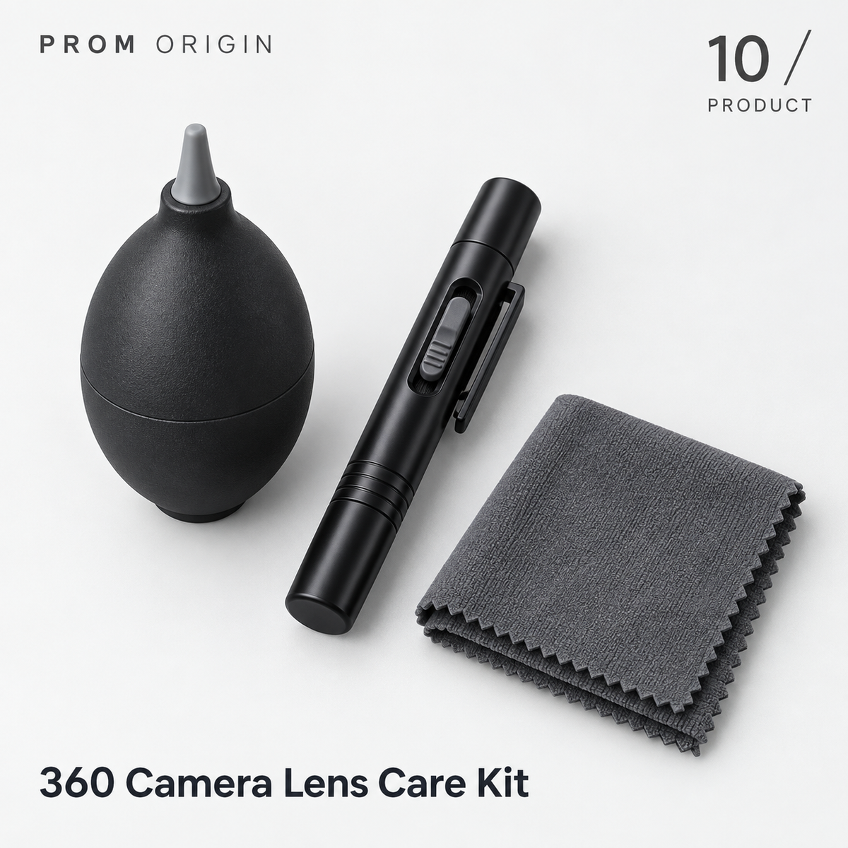 360 Camera Lens Care Kit with air blower, lens pen and microfiber cloth